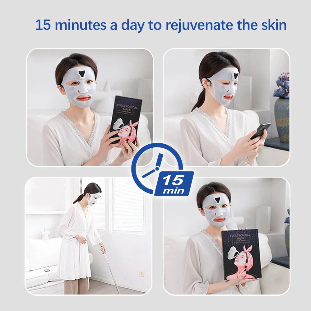Electronic Facial Mask Removal Wrinkles Reusable Silicone Micro-current Anti-Acne Rejuvenation Face Skin Care Tools | Красота и