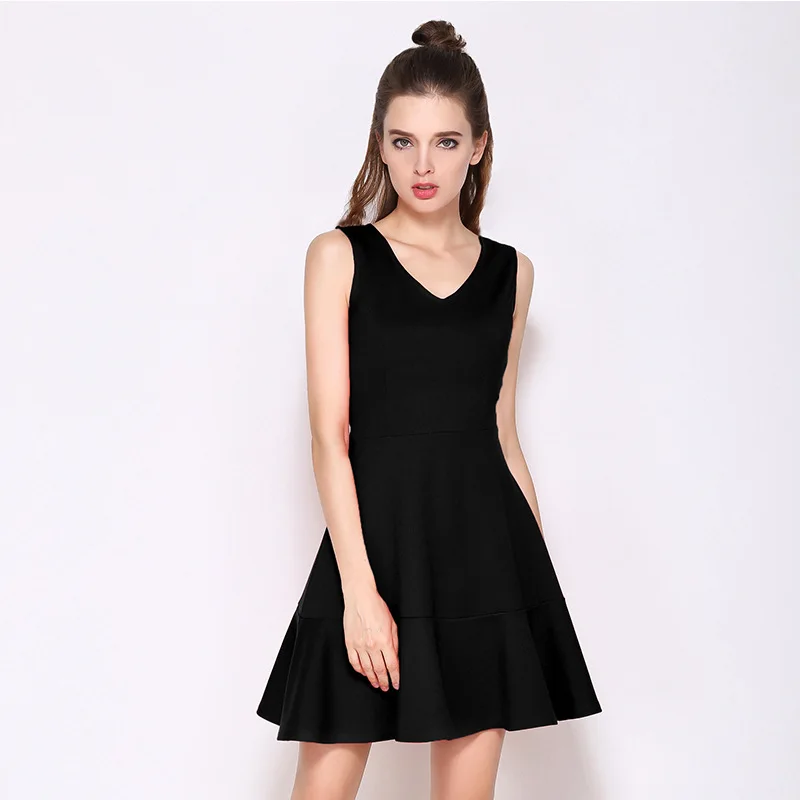 

OL Summer Black Sleeveless Vest Mini Dress Zomerjurk Dames 2022 Rockabilly Dresses Woman Party Night Moda Feminina KYS015