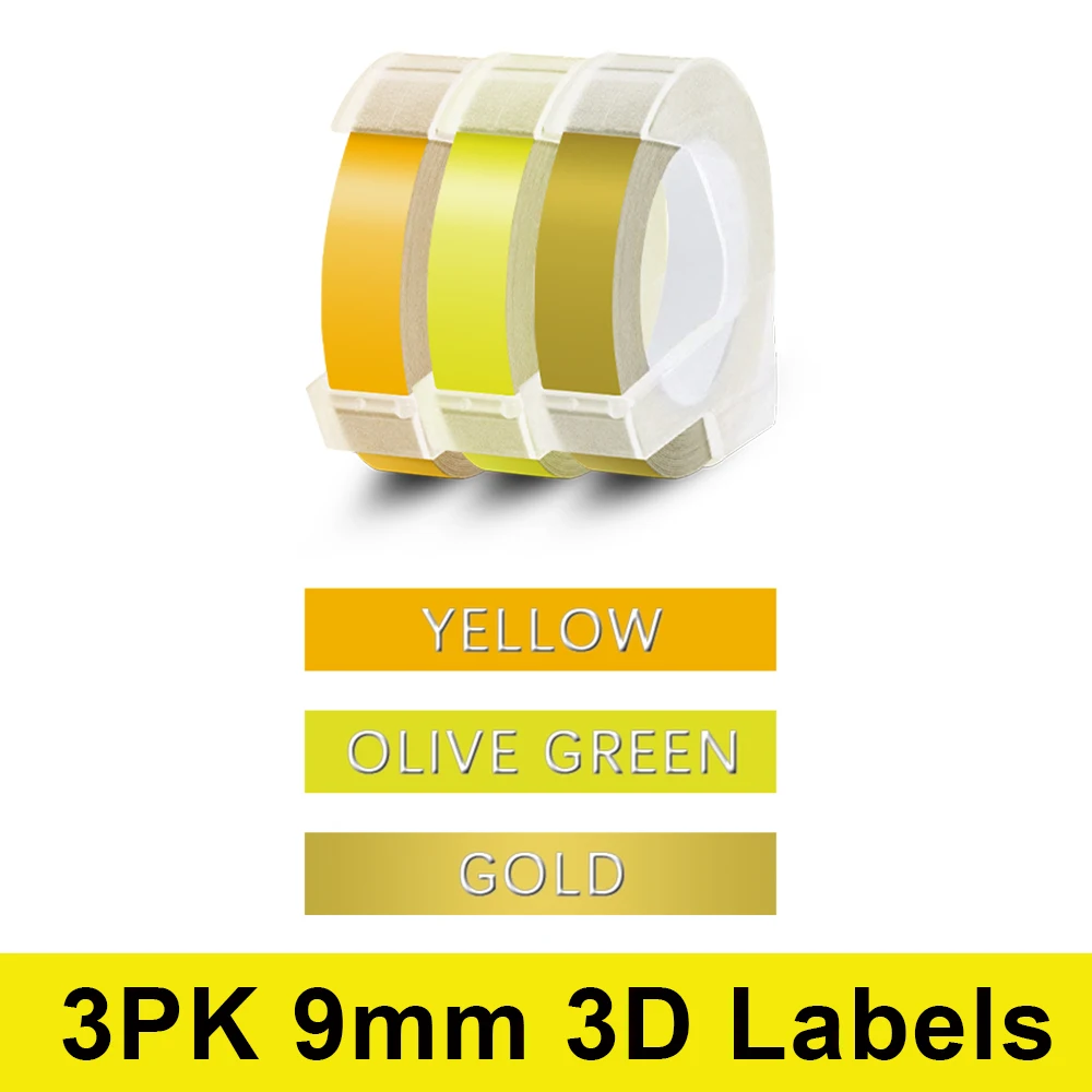 

Labelwell 3PK Suitable for Dymo 3D 9mm Label Tape Multicolor MoTex E101 Embossing Label Maker For Dymo 12965 1610 1540 Labeller