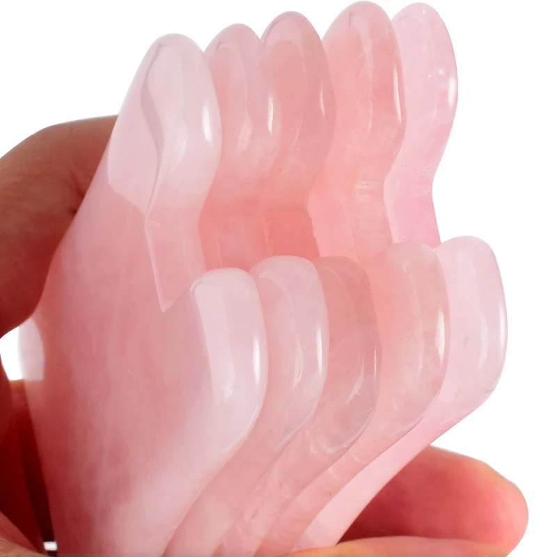 Натуральный розовый кварц гуаша скребок доска лицевая нефрит Гуа Ша массаж тела