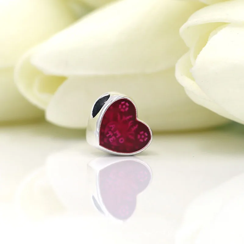 

Authentic 925 Sterling Silver Beads New Love AMO TE Heart Shaped Beads Fit Original Pandora Bracelet For Women Diy Jewelry