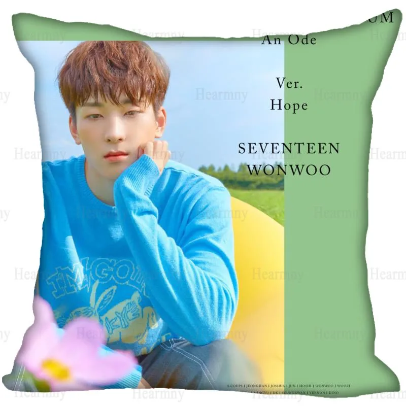 Чехол для подушки KPOP Seventeen WONWOO декоративный Шелковый чехол невидимый на молнии