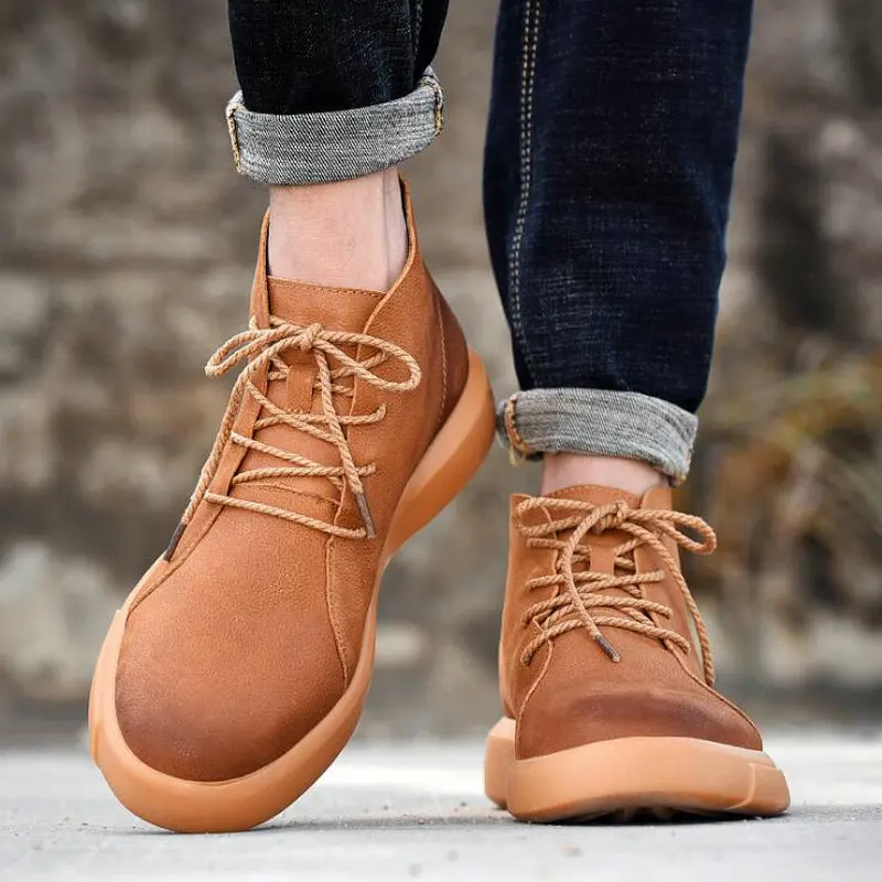 Осень 2019 мужские ботинки из натуральной воловьей кожи в стиле ретро повседневные