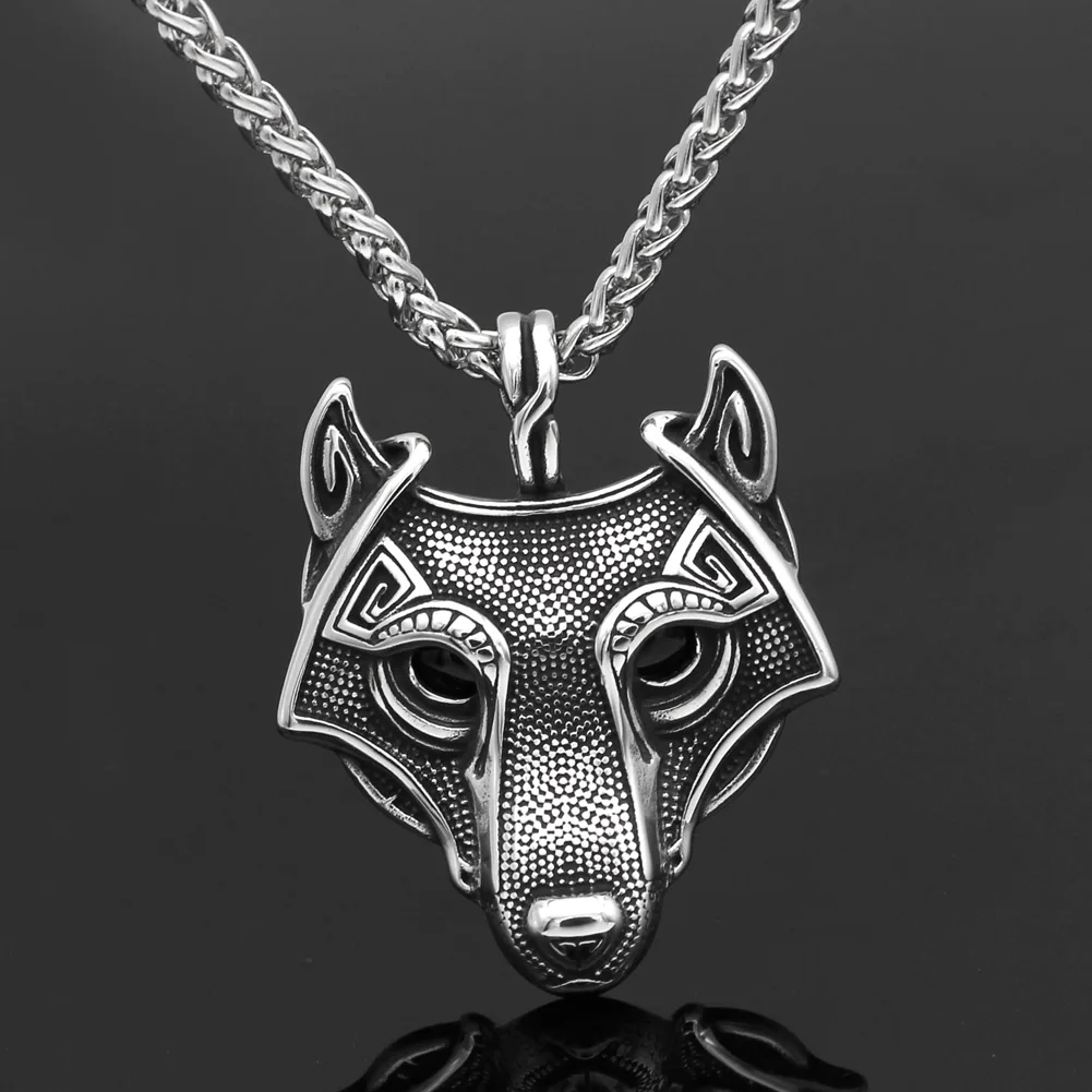 Men stainless steel viking oidn wolf head pendant necklace | Украшения и аксессуары