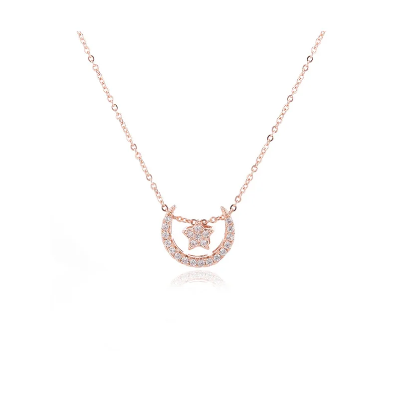 

2021 new 925 silver star moon necklace for women smart star/moon pendant women cold wind clavicle jewelry gift