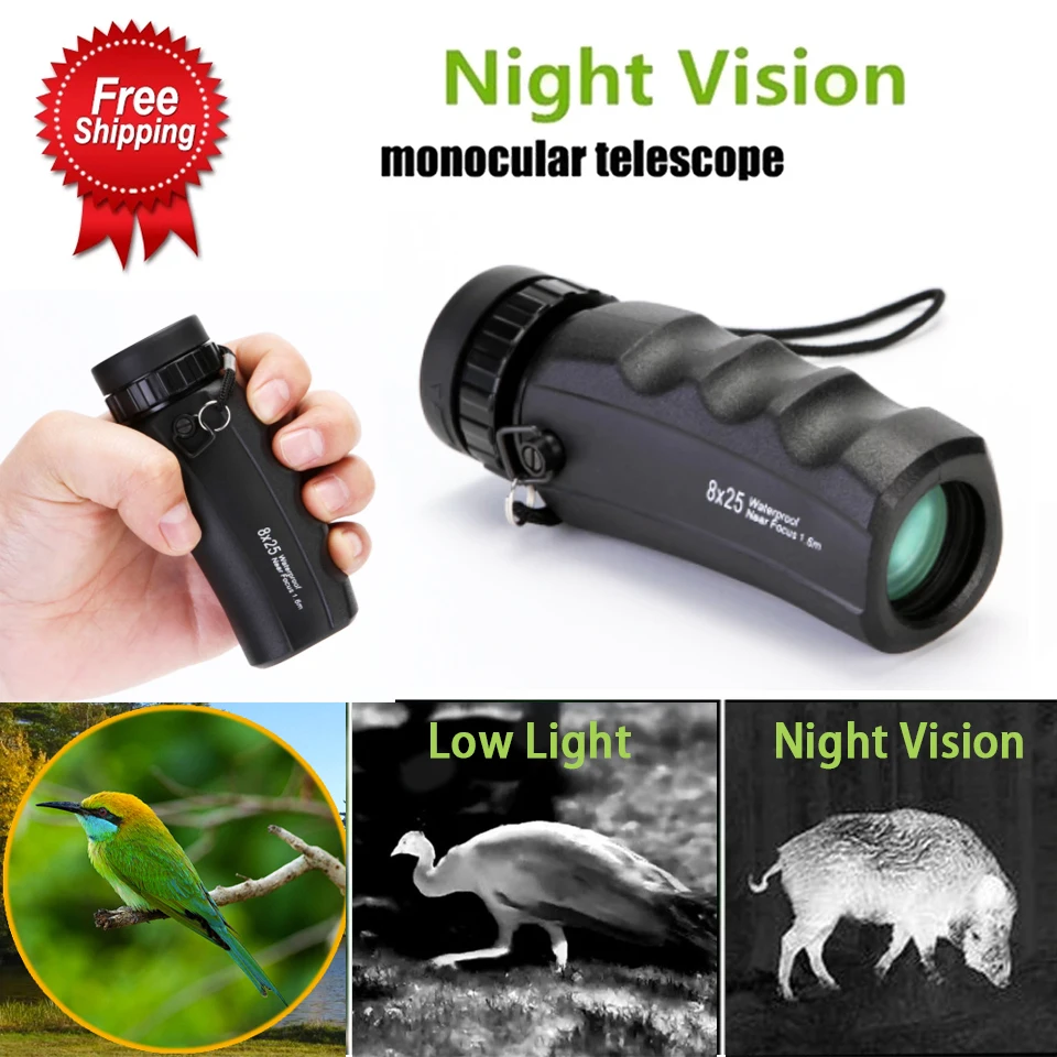 Монокулярный телескоп 8x25 HD охотничий бинокль ночного видения Профессиональный