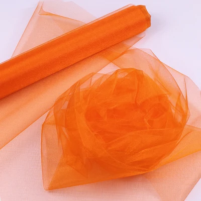 Orange 48 см x 5 м/10 м/15 м органза Кристальный Тюль Детская ванна Снежная пряжа для свадьбы Рождество День рождения DIY вечерние украшение арки - Цвет: Orange