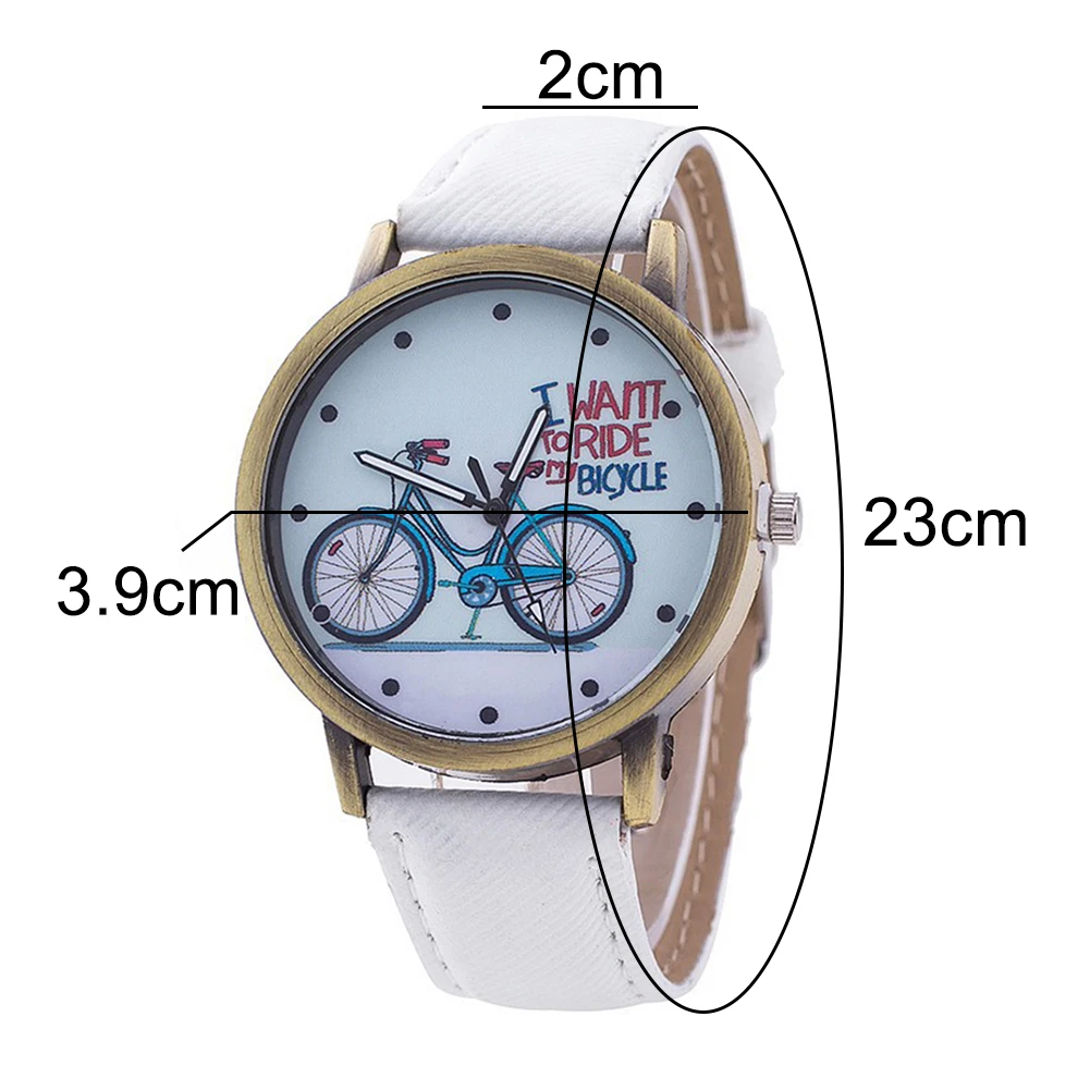 

Fashion Couple Watches Unisex Retro Bicycle Canvas Band No Number Round Dial Analog Quartz Wrist Watch Lovers' Watches