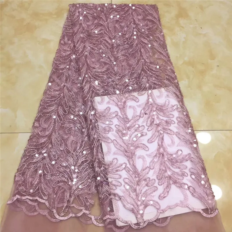 Гипюр Вышивка французская кружевная ткань 2020 фиолетовые пайетки Ткань Материал