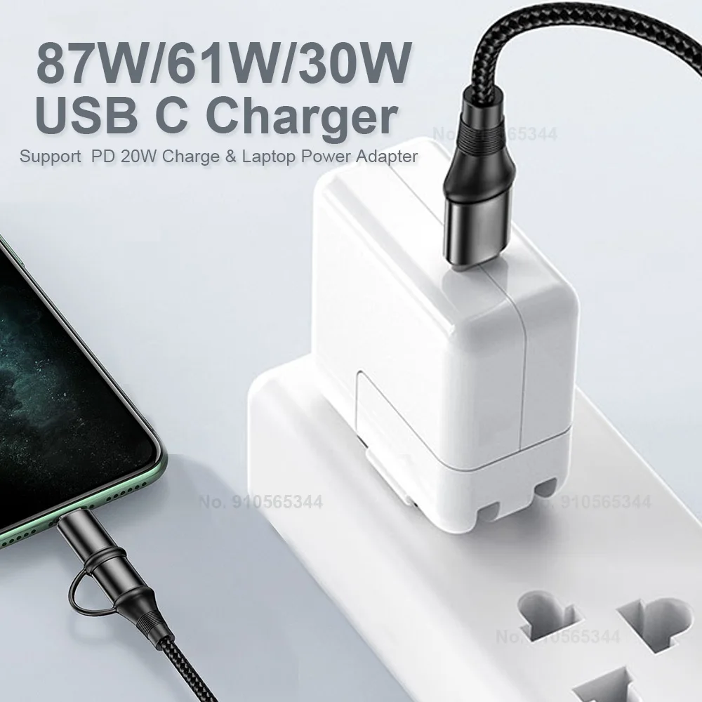 

30W 61W 87W PD USB C Notebook Laptops Power Adapter Type-C Fast Charging For Macbook Pro iPhone 13 Huawei Samsung Phone Chargers