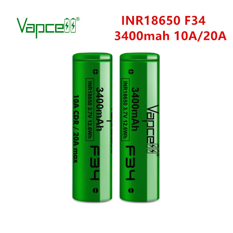 Литий-ионная аккумуляторная батарея Vapcell Inr18650 F34 3400 мАч 10A 20A pk 18650 Mj1 |