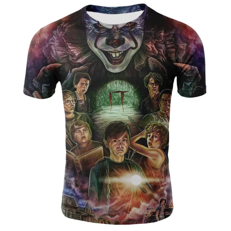 2019 IT Clown 3D Printed T Shirt Men Women Summer Funny Horror Movie Casual T-shirts Hip Hop Streetwear Tees Tops | Мужская одежда