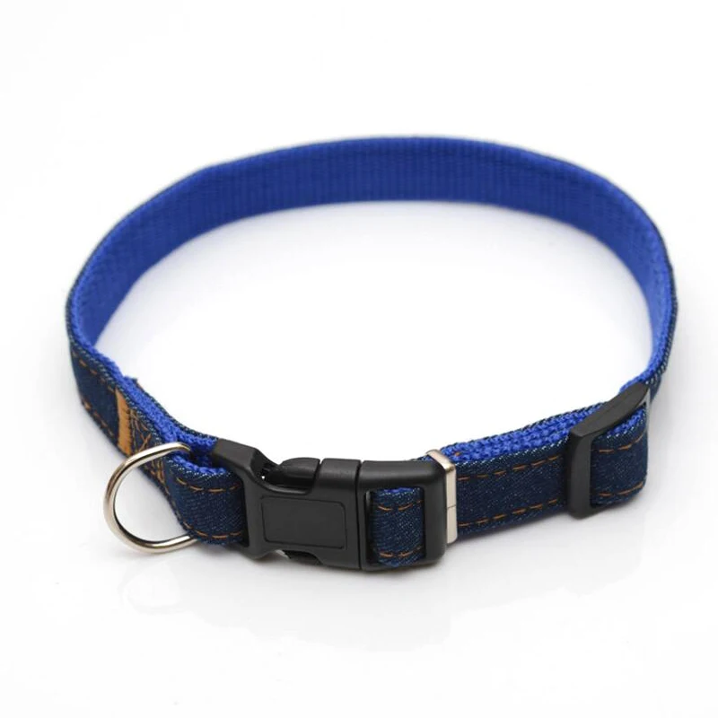 Регулируемый джинсовый ошейник для собак декоративный поводок дрессировки на