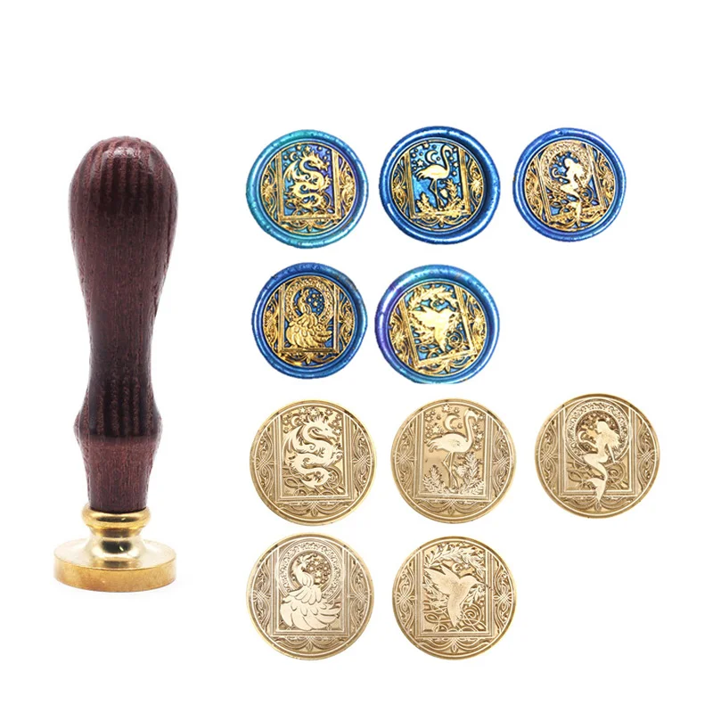 Звездное небо животные восковые штампы Sellos 30 мм Морская восковая печать Русалка