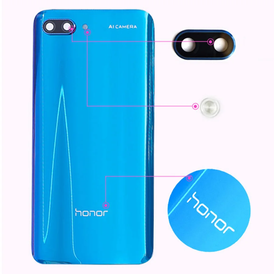 Новое заднее стекло для Huawei Honor 10 Крышка батарейного отсека задний корпус панель