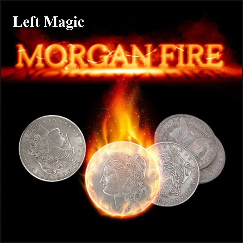 

Morgan Fire Set Magic Tricks (1 Fire Coin + 3 Morgan Coins +1 Morgan Shell) Magic Trick One Coin To Two Close Up Illusion Props
