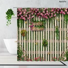 Зеленые растения цветы занавеска для душа s Бабочка Роза забор стена искусство фотография Фон Ванная комната Водонепроницаемая занавеска для ванны Декор