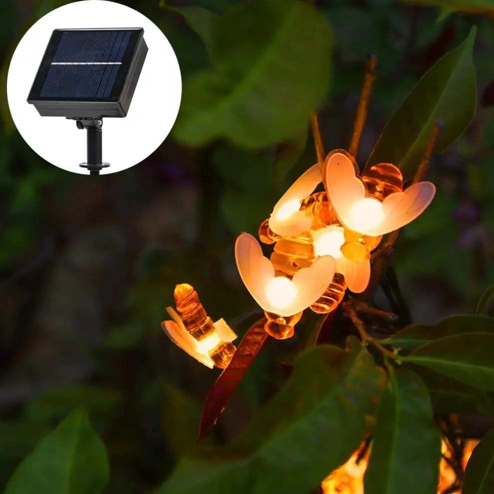 

10M 50 LED Simulation Honey Bees Solar Power String Lamp Fairy Lights Battery Garlands Garden Christmas Holiday Decor Outdoor