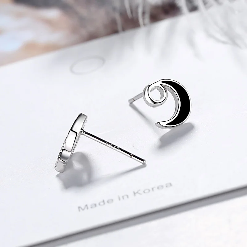 MEETSOFT 925 серебро кристалл серьги со шпилькой для женщин модные Асимметричные