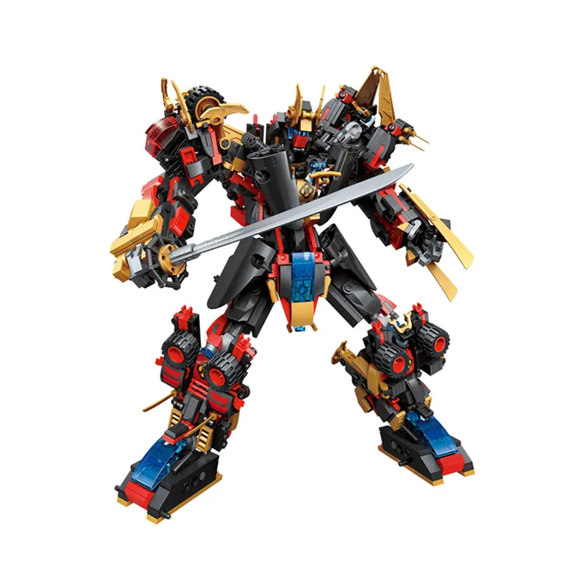 

New 808pcs 6in1 Big Ninja Mech Model Building Blocks Kai Jay Cole Zane Lloyd Mech Ninjagoes Kids Toy Bricks