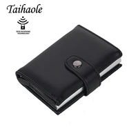 taihaole 2020 men and women credit card holder rfid aluminium business card holder fashion pu leather card wallet hasp purse