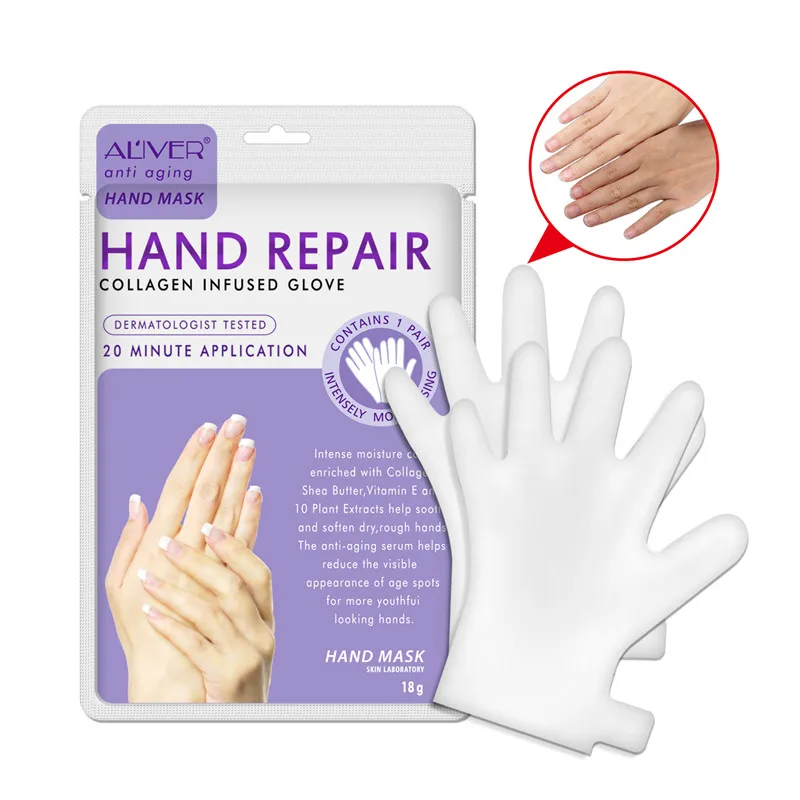 Skin Care Sets ALIVER Soft Hand Mask Moisturizing Silk Skiing Improves Dry Exfoliating whitening moisturizing |