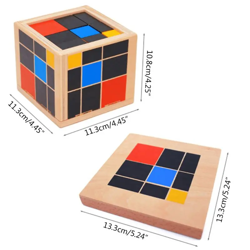 

HX5D Early Learning Educational Toys Montessori Wooden Trinomial Cube for Toddlers