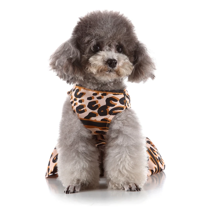 Сексуальное платье с леопардовым принтом и круглым вырезом для собак Одежда