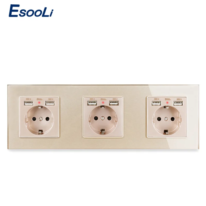 Розетка стеновая Esooli со стеклянной панелью 6 USB-портов 258 х86 мм | Обустройство дома