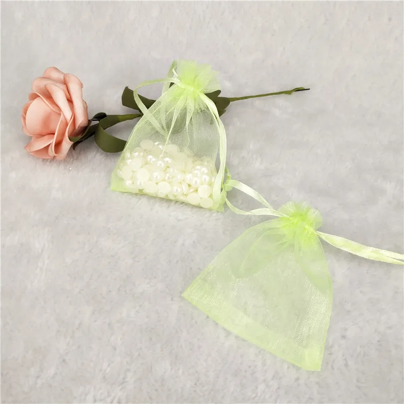 spring green 50 шт. сумки из органзы, подарочные сумки, упаковка для ювелирных изделий, свадебные украшения, вечерние пакеты для упаковки 7x9 9x12 10x15 13x18cm 5 - Цвет: spring green