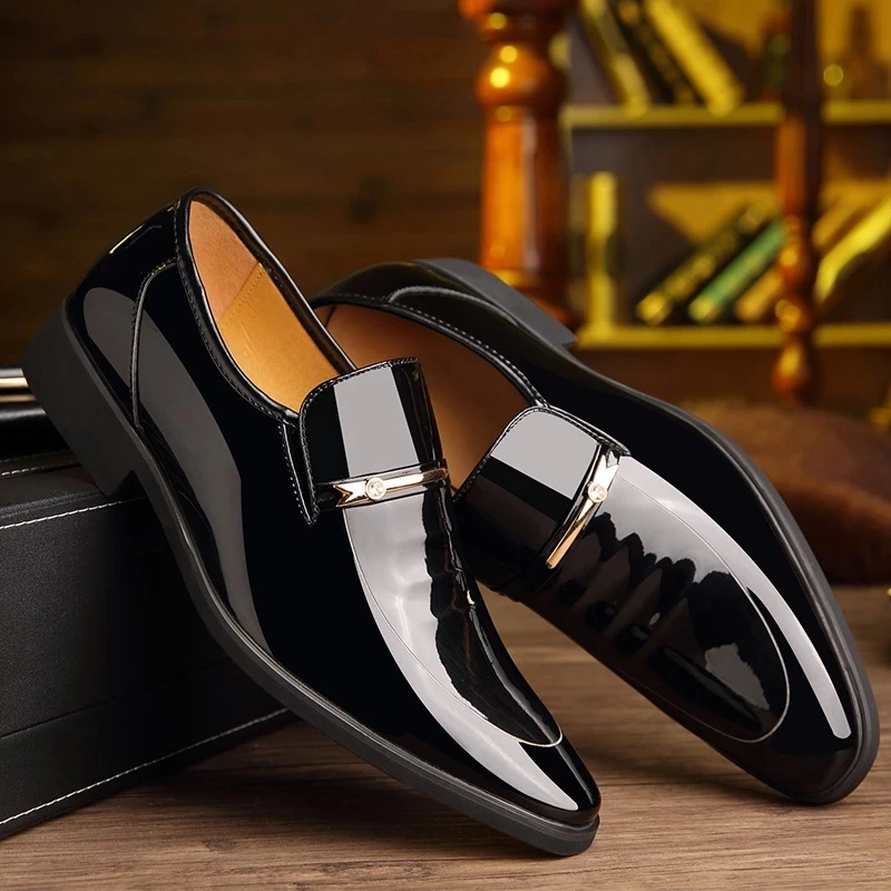 

Mens Leather Concise Shoes Men's Business Dress Pointy Black Shoes Formal Wedding Basic Shoes Sapato Social Masculino loafers