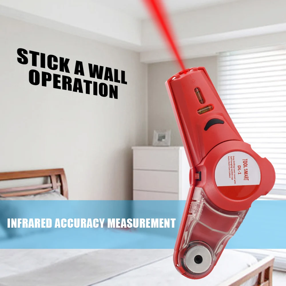 

2 in 1 Drill Guide Portable Woodworking Horizontal Line Locator Infrared Level with Measuring Range Vertical Measuring Tools