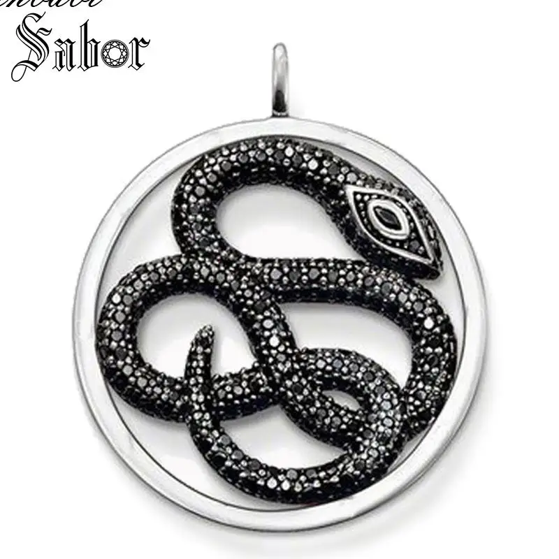 Кулон круглая черная змея для женщин любовник классический подарок брелок