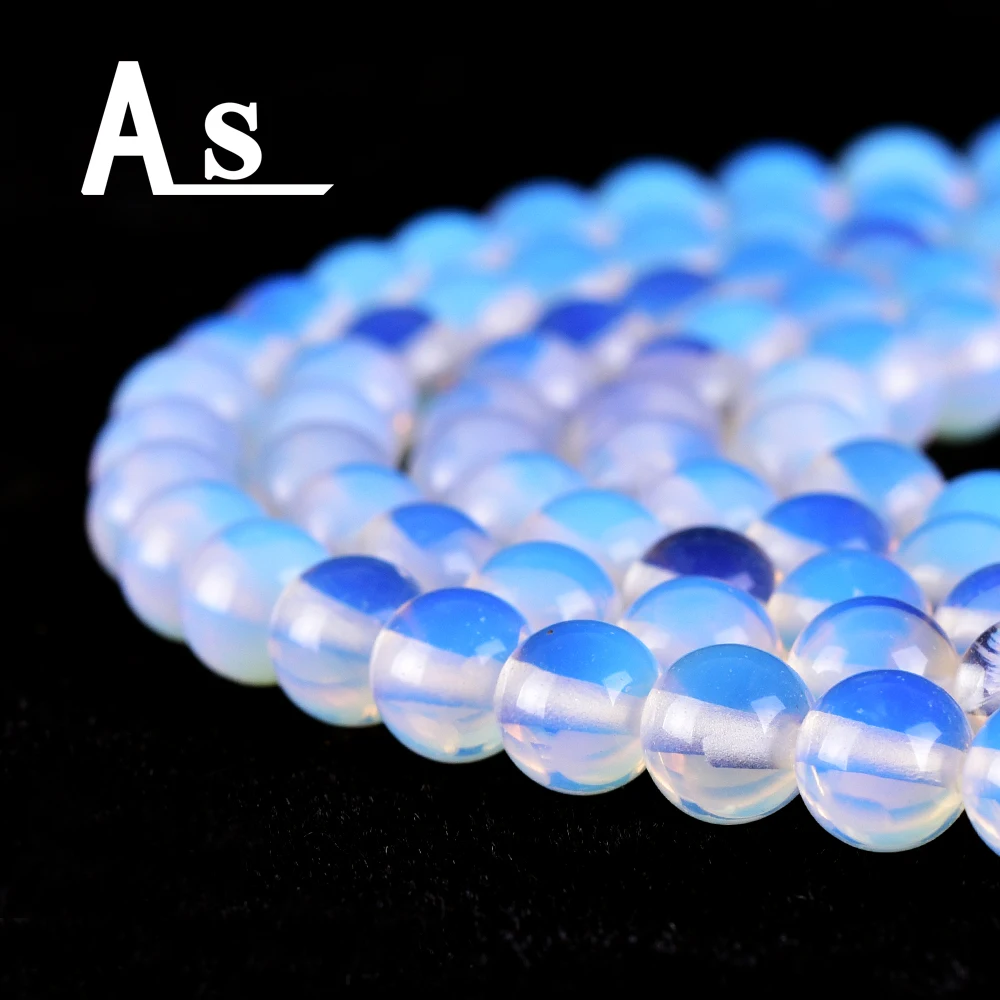 Asingeloo DIY Круглый Белый Опал Кварцевый Камень Бисер для изготовления ювелирных