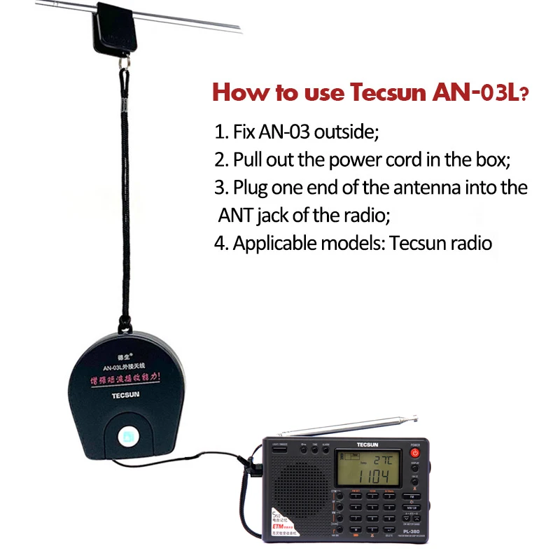 Tecsun PL-380 радио DSP с AN-03L Профессиональный SW диапазон внешняя антенна Fm Am стерео