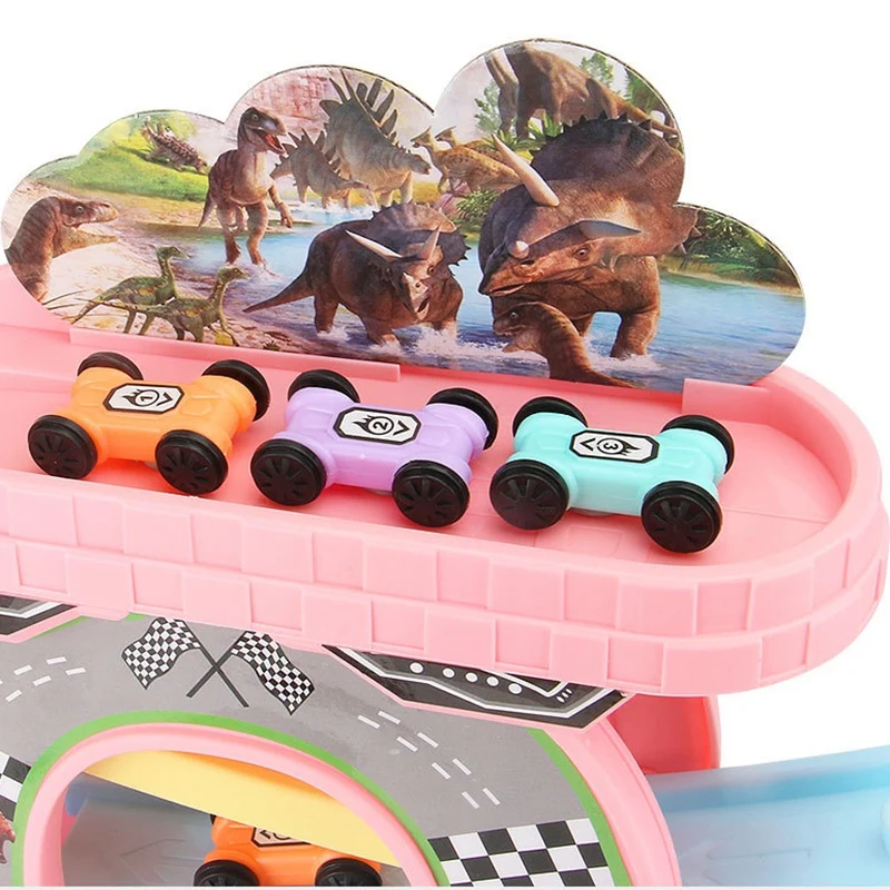 

Toddler Toys Gliding Car Set Slot Track Toys Slide Board Track with 6 Mini Cars ic Racing Cars