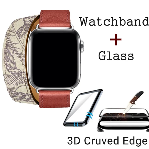 Brique Beton D Ремешок из натуральной кожи с логотипом Herm для Apple Watch Series 5, 4, 3, 2, 1, 44 мм, 40 мм, сменный ремешок для наручных часов iWatch - Цвет ремешка: Brique Beton D