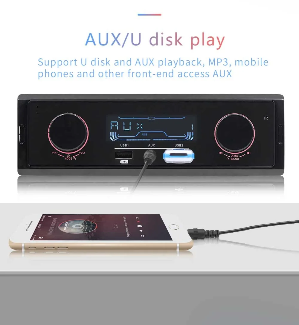 1 Din Автомобильный MP3 плеер карта U диск радио Bluetooth 3 порта USB 12 в аудио авторадио FM AM