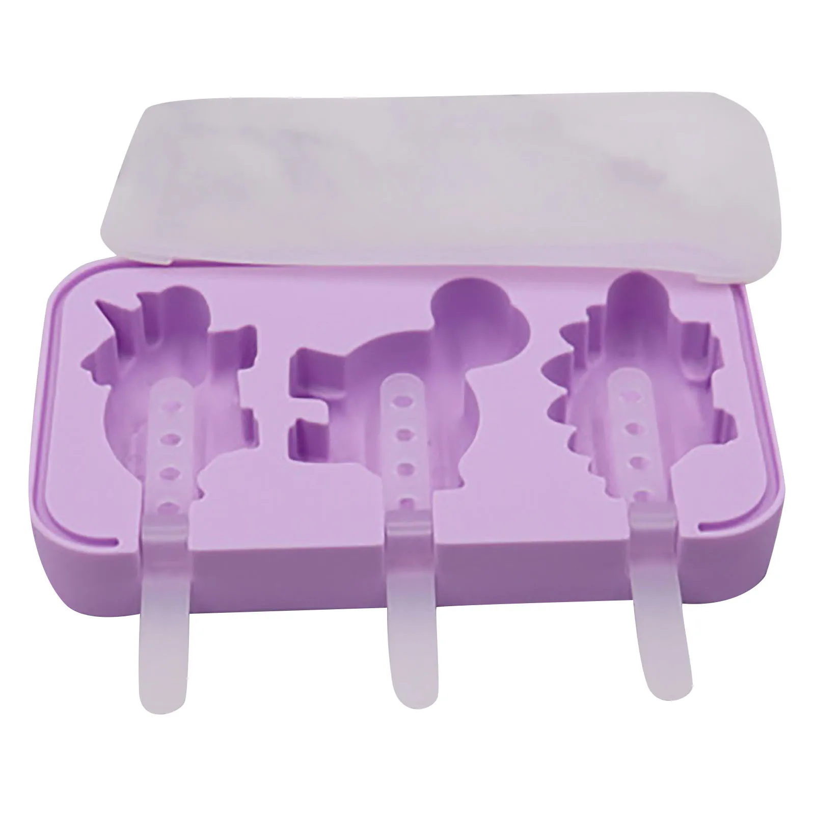 

Dinosaur Silicone Homemade Ice Cream Mold With Lid With Plastic Stick
