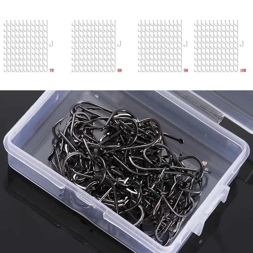 

100pcs Fishing Hooks High Carbon Chmical Sharpen Barbed Circle Hook Tackle Set Hardness Fishhooks