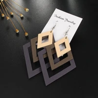 bellahydiary fashion boho geometric multilayer wood earrings for women jewelry statement hollow african indian wooden earring