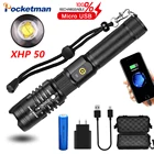 POCKETMAN 6000 люмен фонасветильник hp50.2 самый мощный фонарик 18650 usb фонарик xhp50 фонарь 18650 охотничий фонасветильник