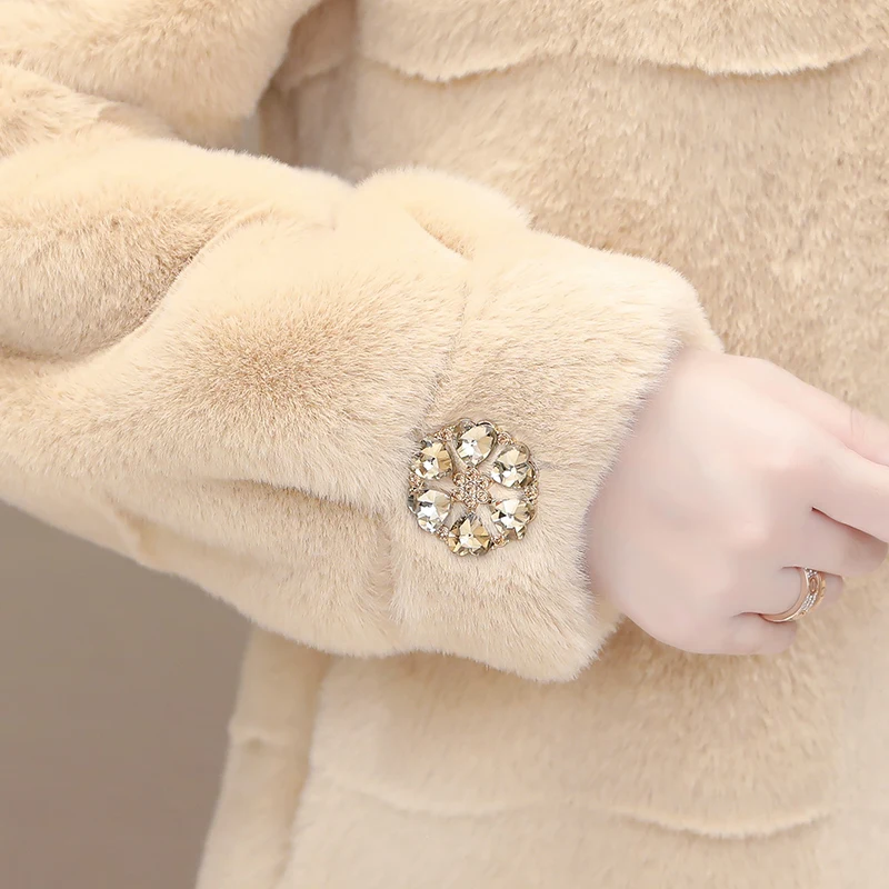 2020 New Mink Velvet Luxury faux mink Fur Coats Women Winter Thick Loose Warm Outwear Plush Hooded Jacket Female tide fashion