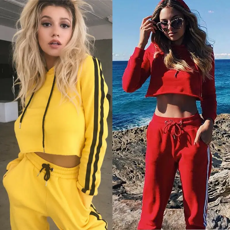 Женский спортивный костюм повседневный из двух предметов укороченная толстовка