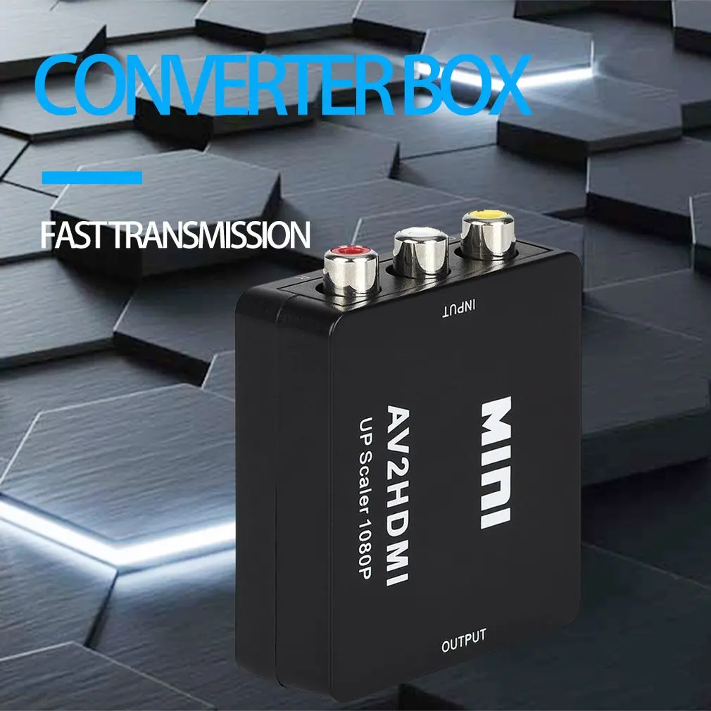 Портативный размер Черный RCA AV к HDMI-совместимый конвертер/адаптер подходит для