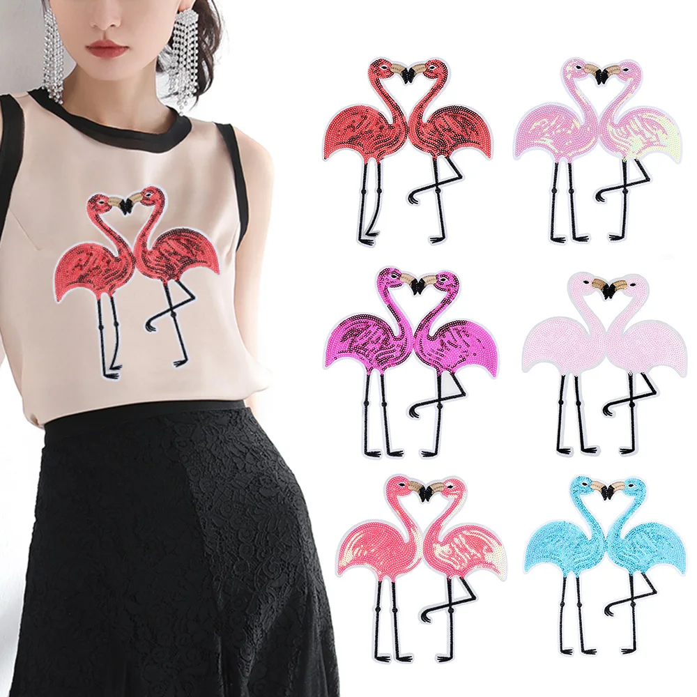 1 шт. Новый Фламинго блестки патч пришить одежду свитер футболка вышитые
