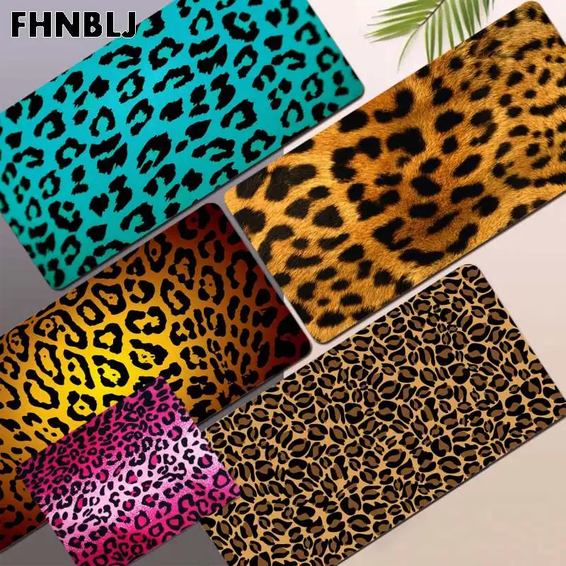 

FHNBLJ Colorful Leopard High Quality Gaming Player desk laptop Rubber Mouse Mat Size for Office Long Table Mat Kawaii Desk