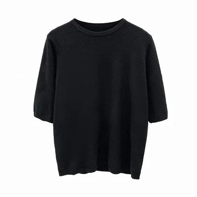

2020 Autumn Korean Elegant Knitted Pullovers Sweaters Women Half Sleeve O-neck Solid Simple Tops Casual Fashion Ladies Sweaters