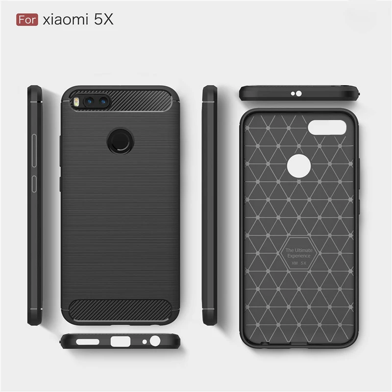 Silicone Phone Case For Xiaomi Mi A1 5X A2 6X Carbon Fiber Cover MiA1 Mi5X MiA2 Mi6X Soft TPU Cases Coque | Мобильные телефоны и