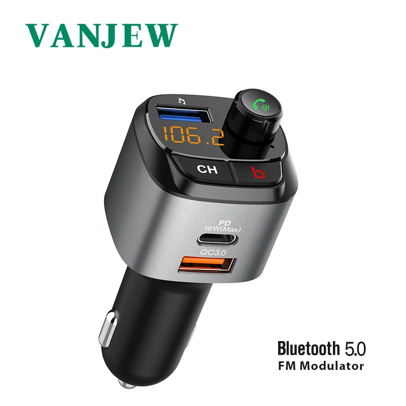 Автомобильный FM передатчик VANJEW C68 двойной Quick Charge Bluetooth 5 0 Hands Free Call Three USB модулятор
